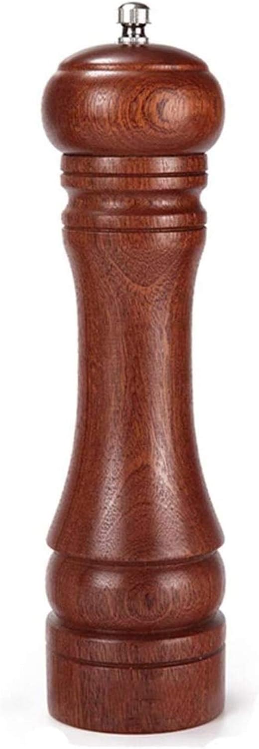 Solid Wood Pepper Mill With Adjustable Ceramic Grind 8 Inch