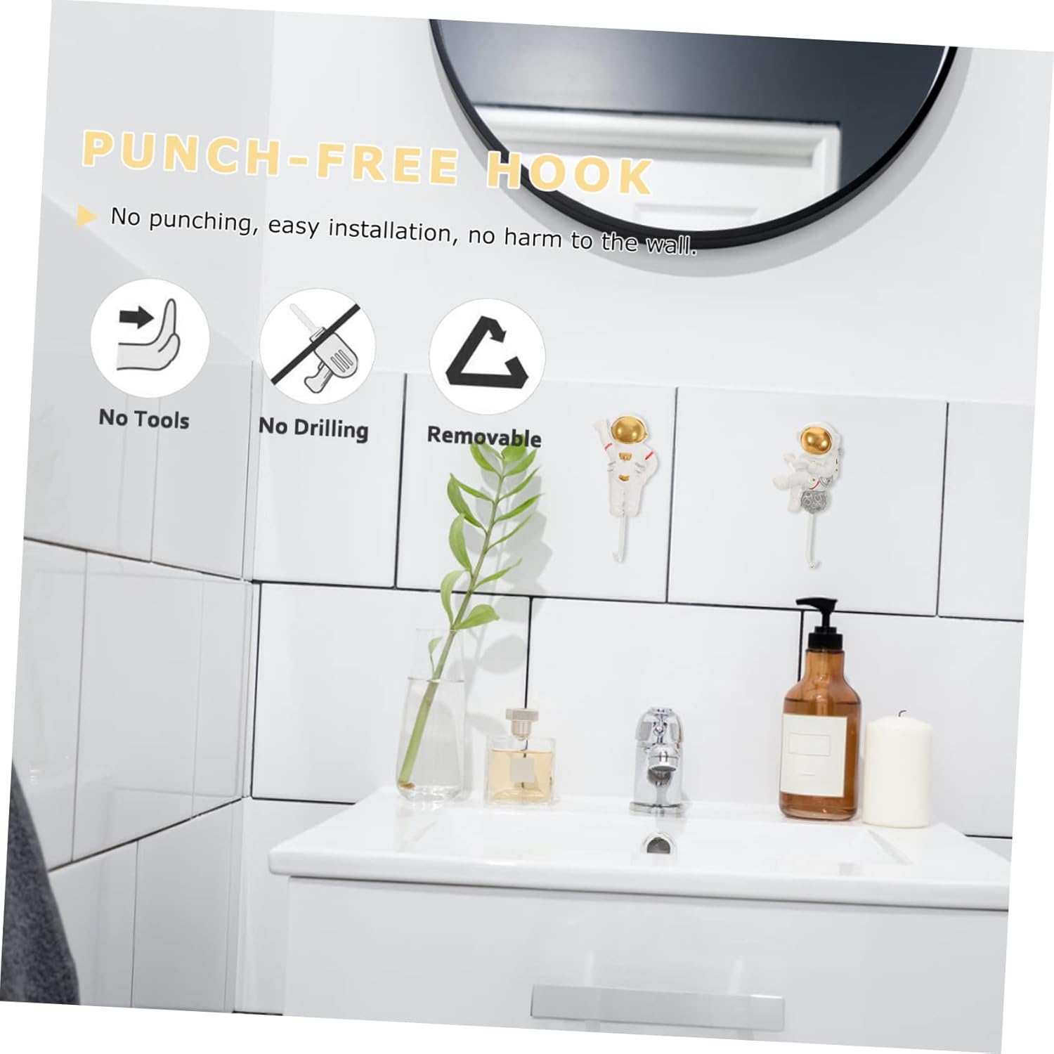 VICASKY 4pcs Space-Themed Astronaut Hooks Wall Decor 1