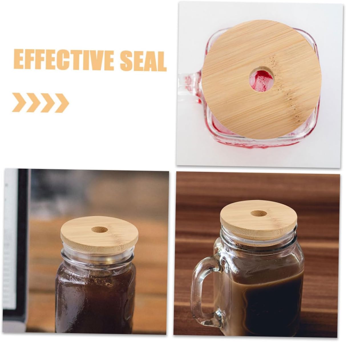 BRIGHTFUFU 6pcs Wooden Replacement Lids for 70MM Mason Jars