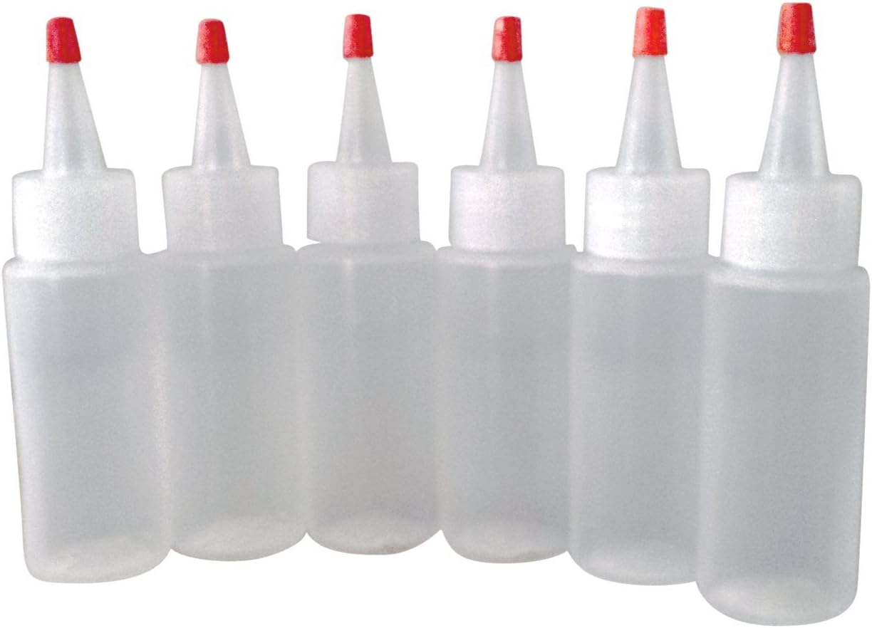 6 Pack 2oz Food Safe Plastic Squeeze Bottles
