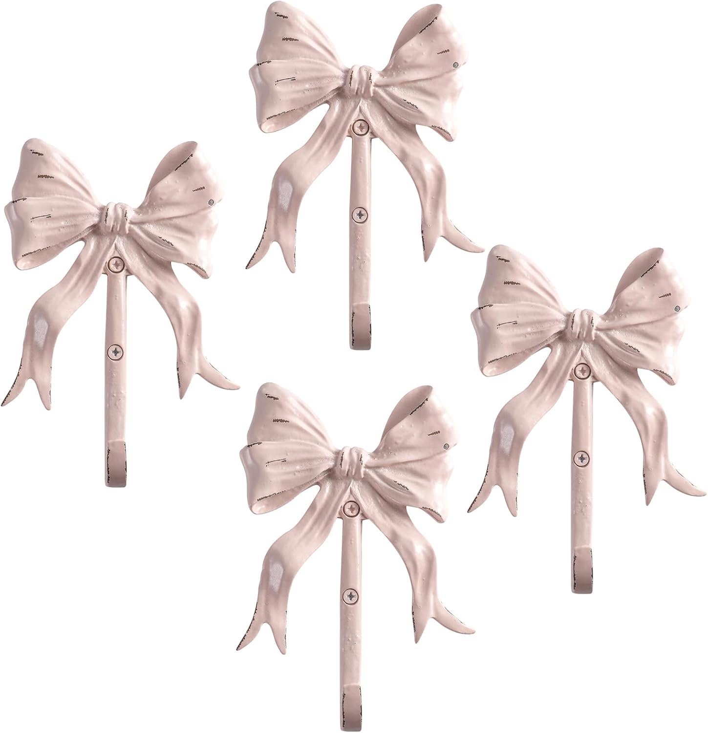 Bolifish Large Pink Bow Wall Hooks Set of 4 1