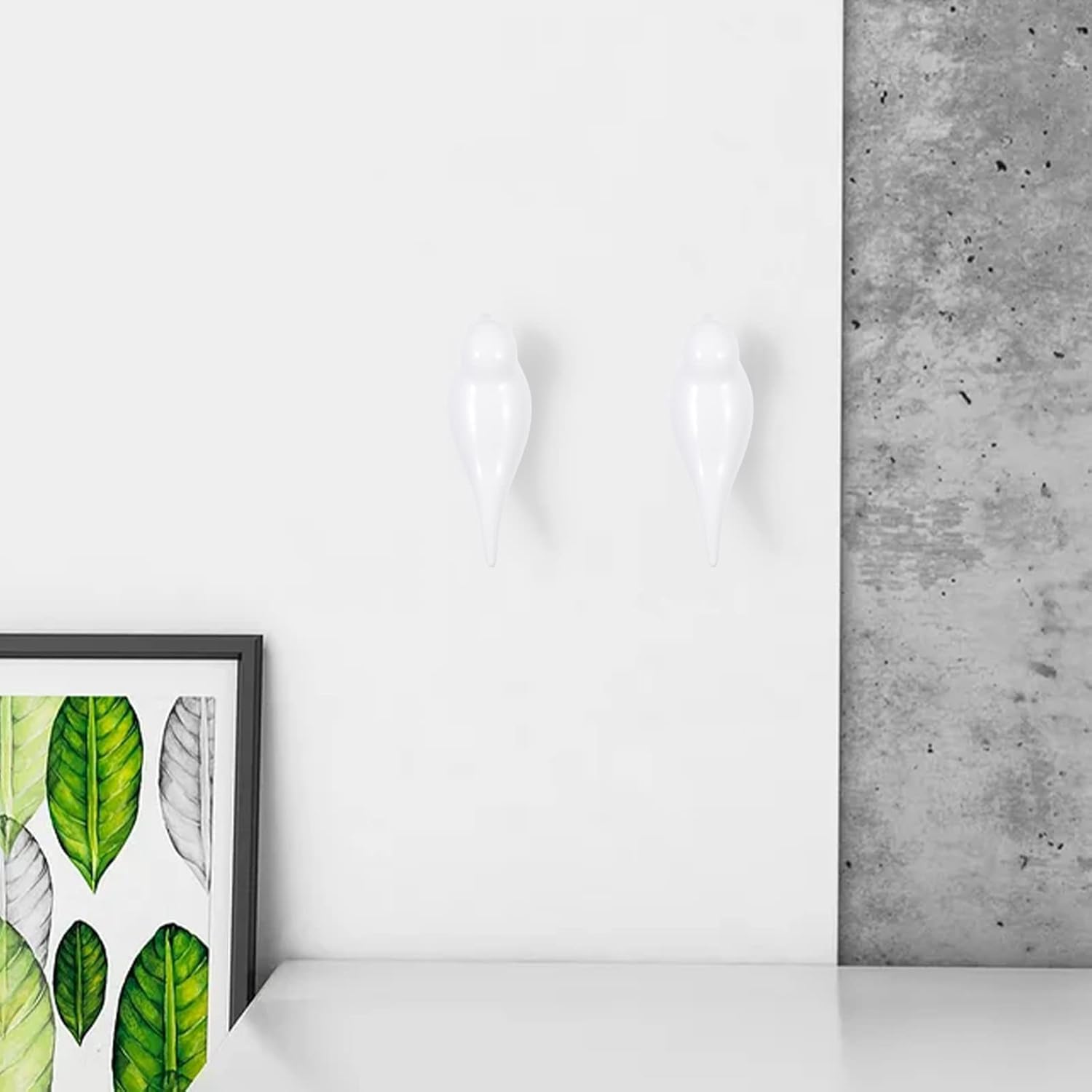 Kisangel 2 Pcs Resin White Coat Hooks with Bird Design
