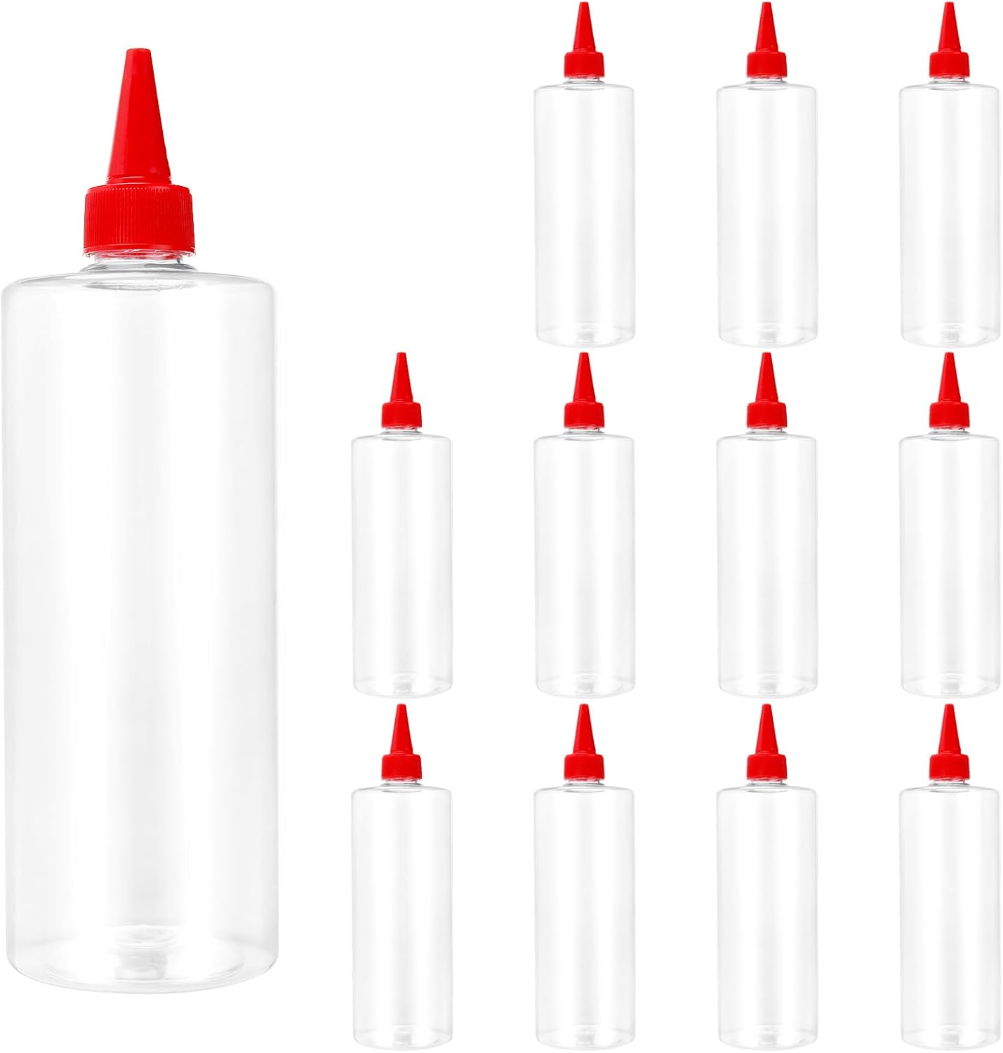 12 PCS 16 oz Clear Plastic Squeeze Bottles with Twist Top