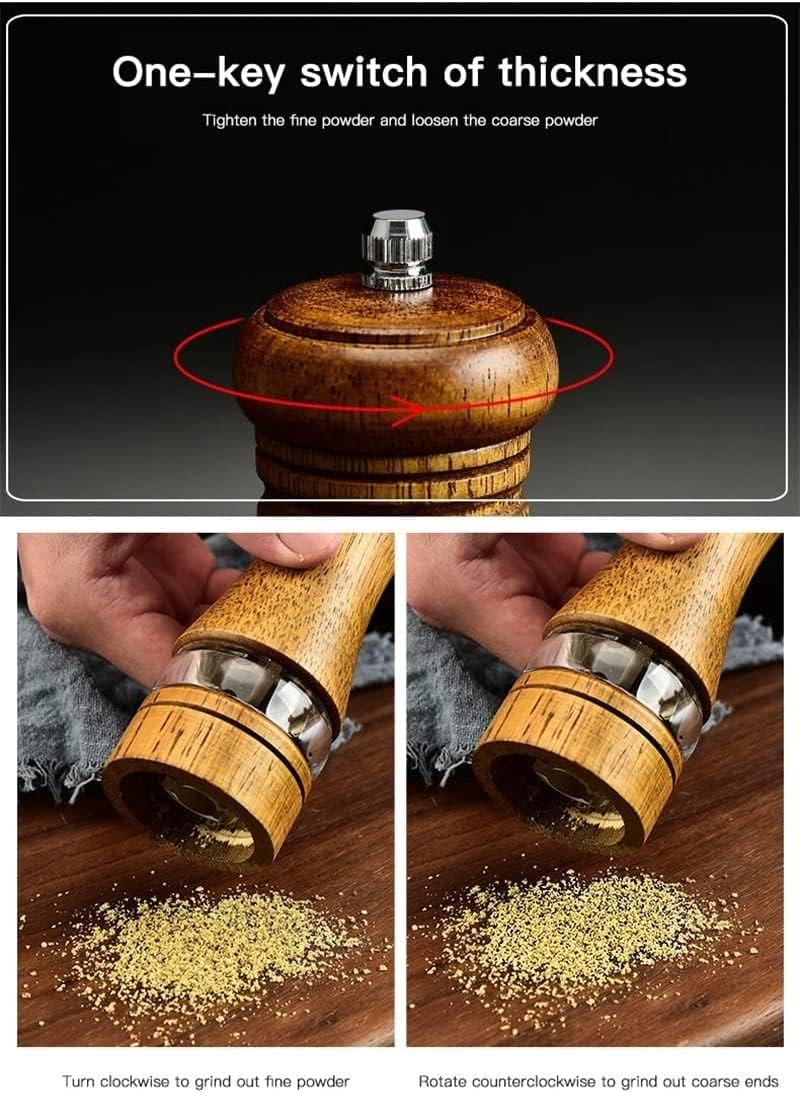 GIZDA Wooden Salt and Pepper Mill Set with Adjustable Ceramic Rotor
