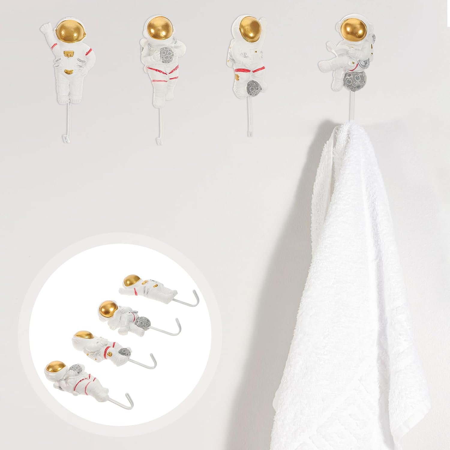 FOMIYES 4Pcs Astronaut Shape Wall Hooks 1