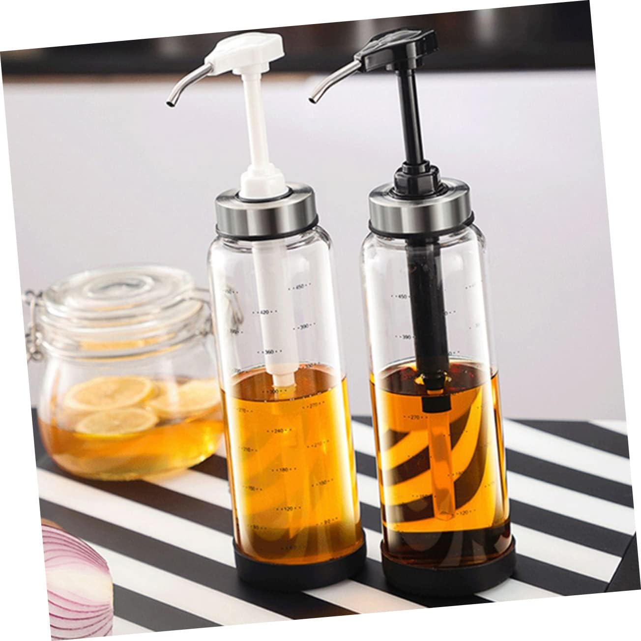 DECHOUS 500ml Glass Honey Pot Pump for BBQ and Indoor Events