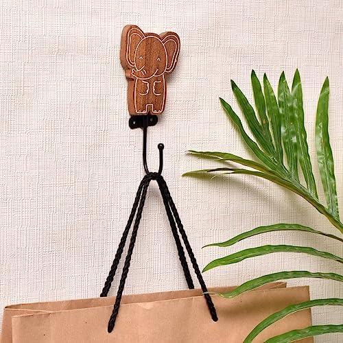 Indian Shelf 3 Piece Elephant Wall Hook Set 1