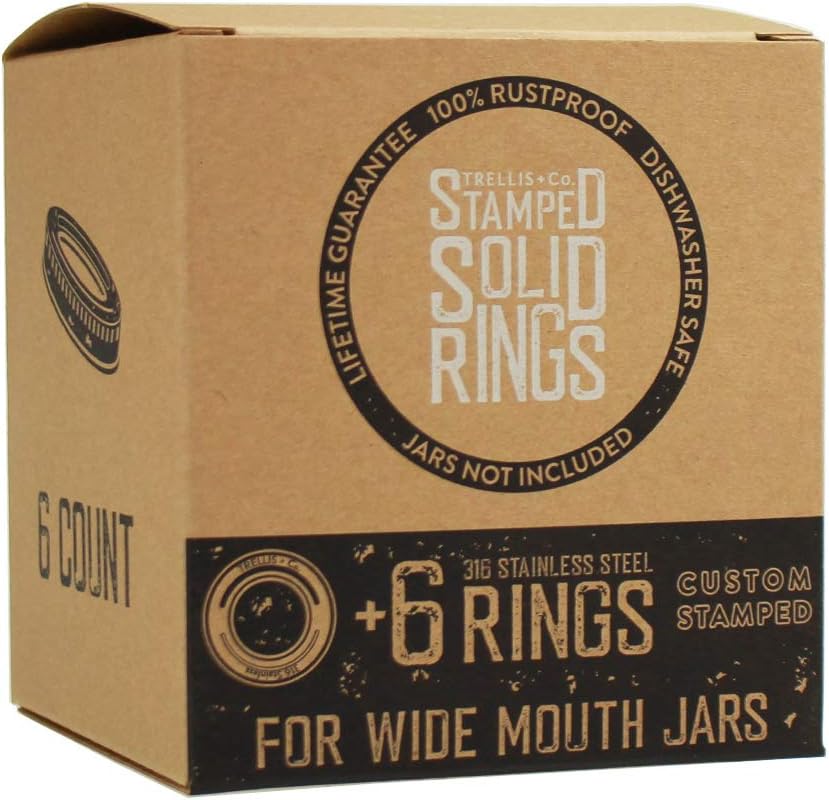 Trellis Co Stamped Stainless Steel Canning Jar Bands 6 Pack