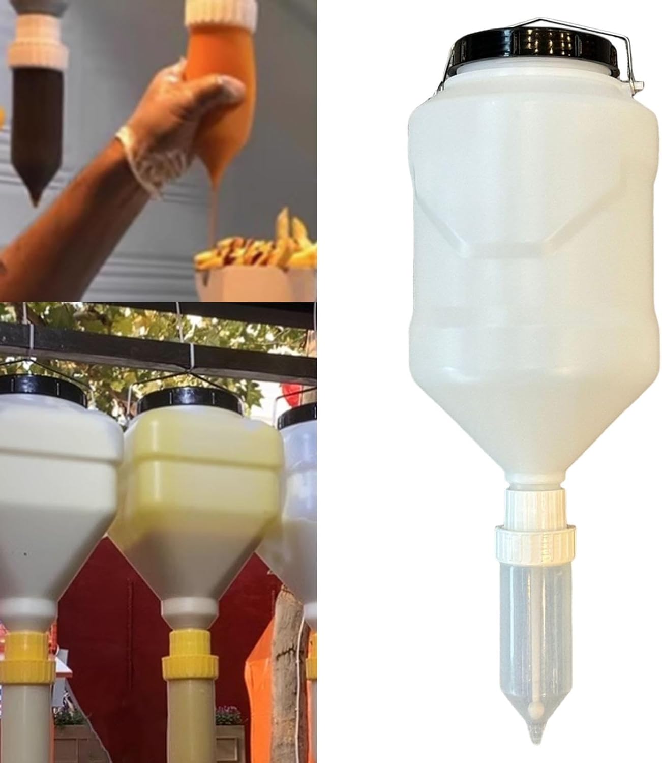 Hanging Sauce Dispenser 3L Refillable Condiment Bottle for Kitchen Use