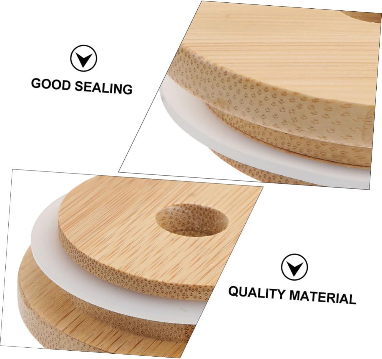 MAGICLULU 4PCs Wood Mason Jar Lids with Straw Hole
