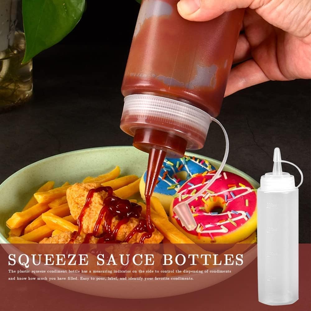 2 Pcs 8oz Plastic Squeeze Condiment Bottles