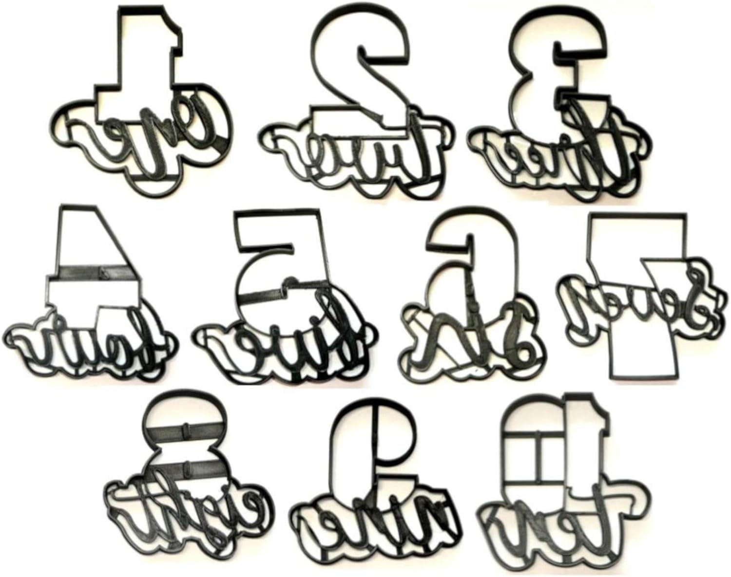Numbers With Words Cookie Cutters Set of 10 Made in USA