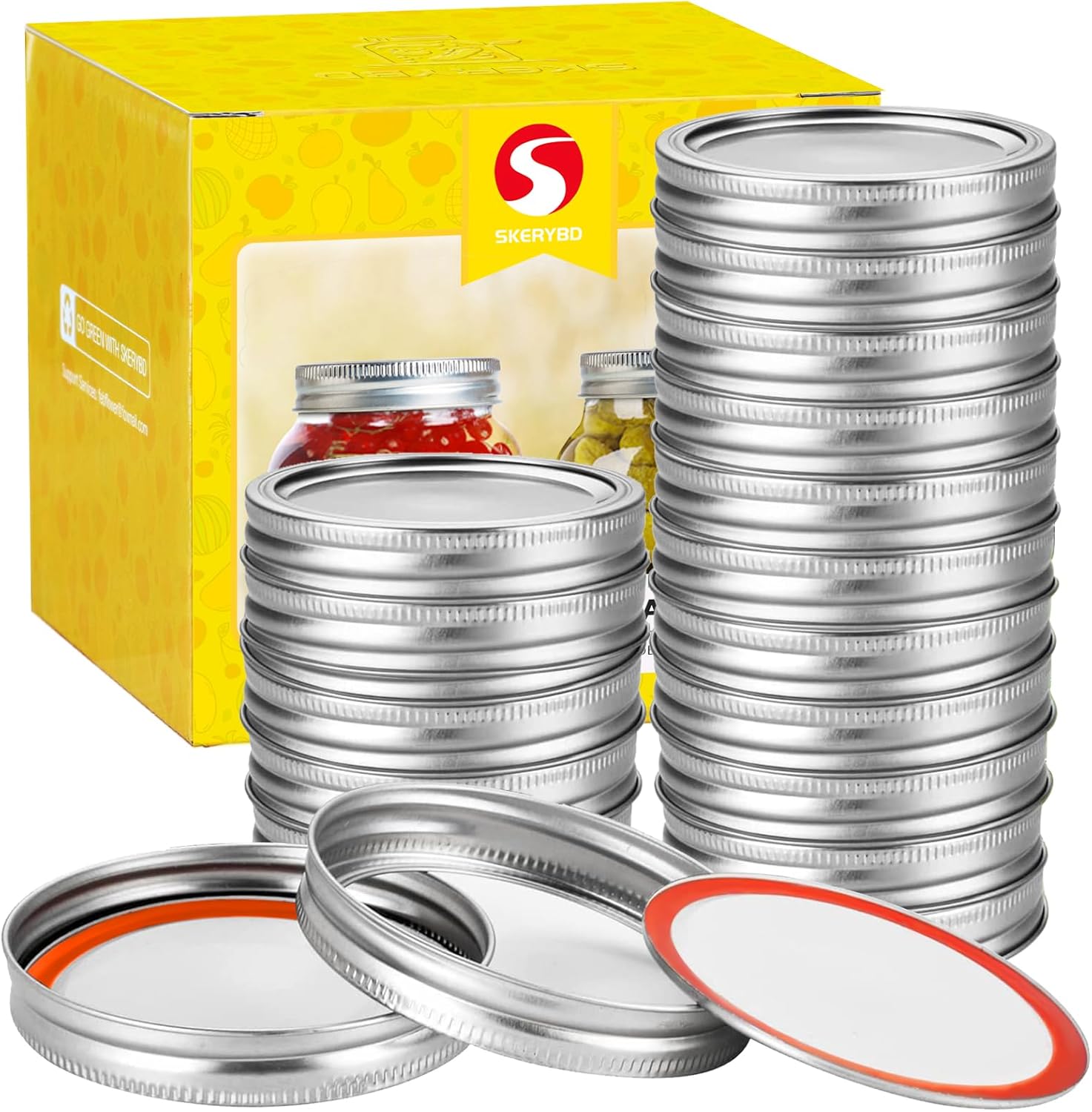 48Pcs Canning Rings and Lids Set for Mason Jars