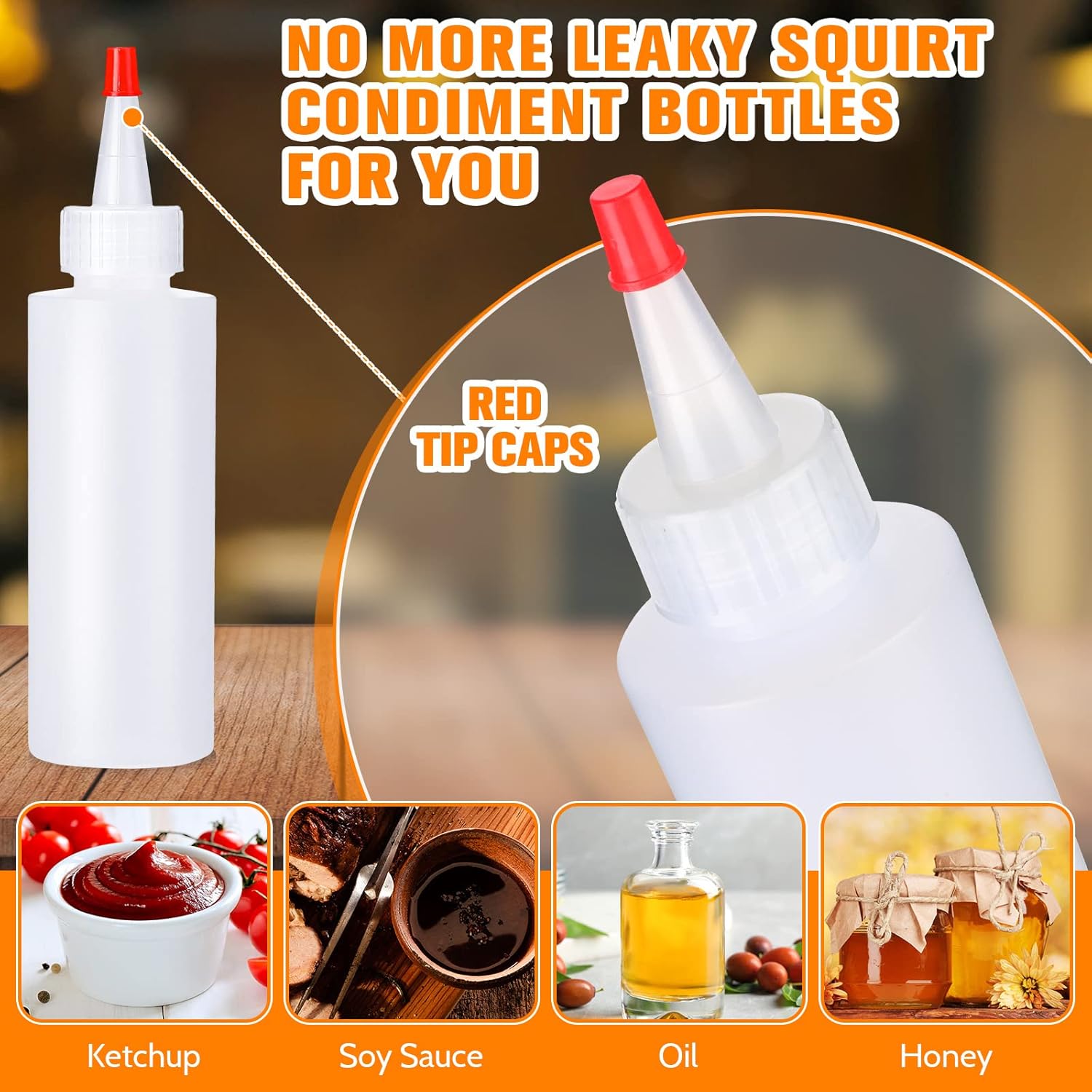 Nuenen 80 Piece 4 oz Squeeze Bottle Set with Red Cap