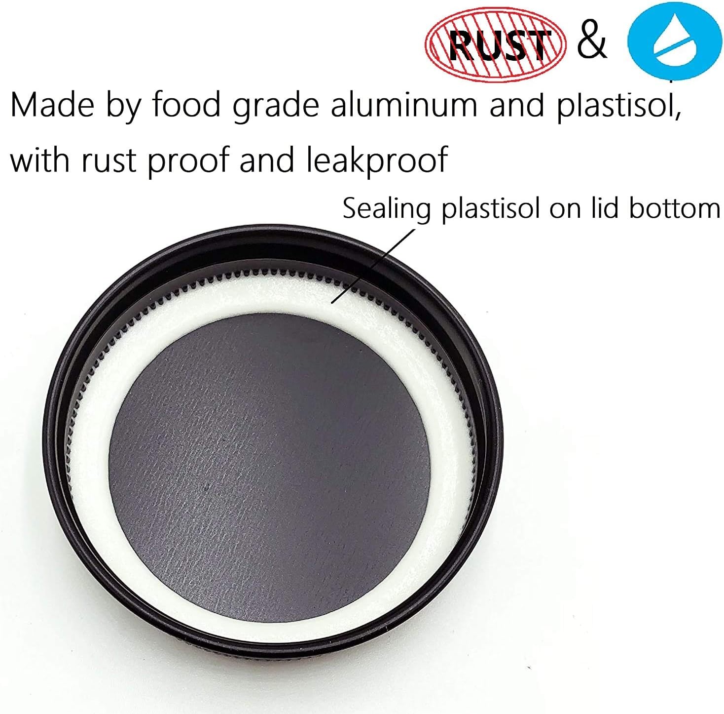 Matt Black Aluminum Canning Lid Set 6 Pack Wide Mouth