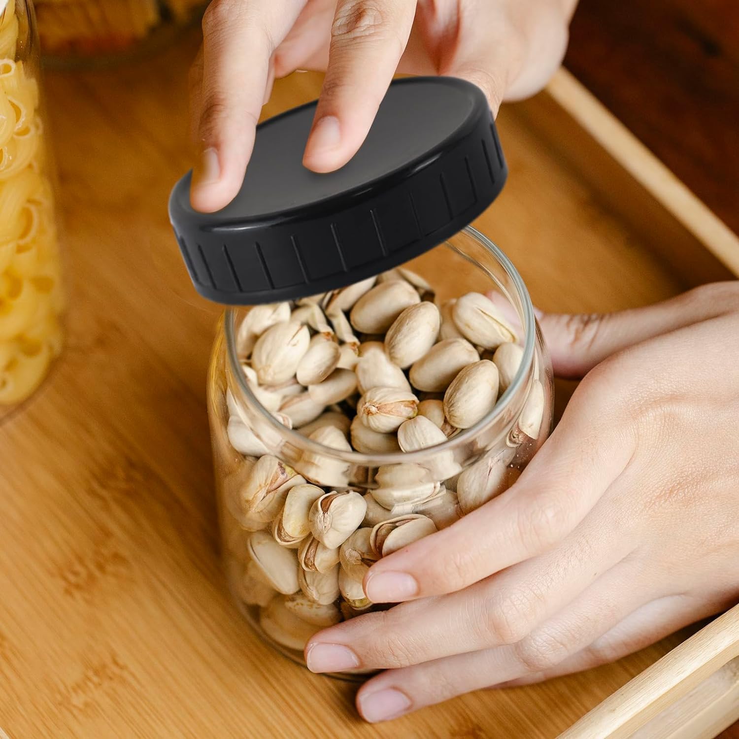Tixill 20 Pcs Plastic Mason Jar Lids with Silicone Rings 1