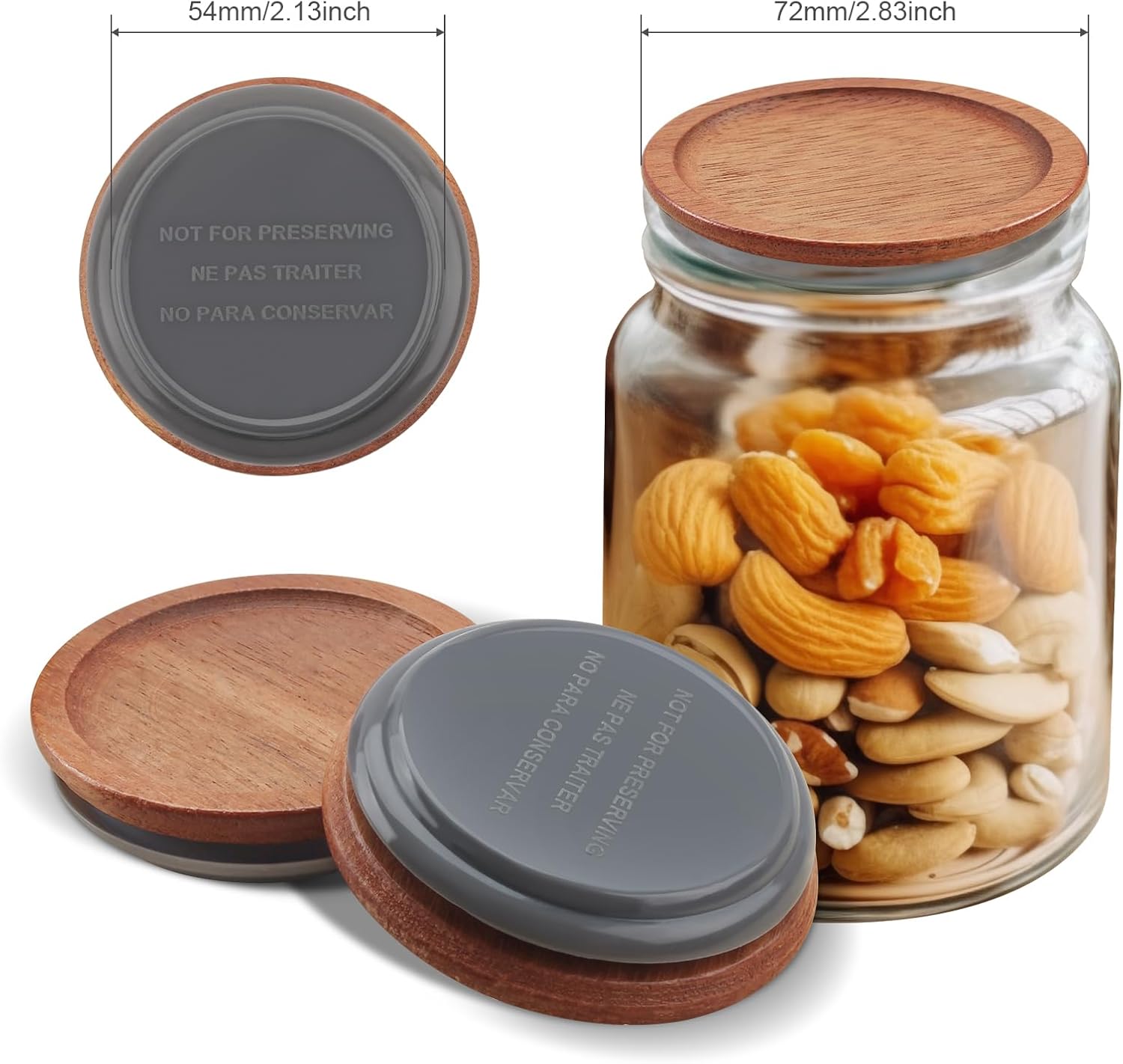 VinBee 6-Pack Reusable Wooden Mason Jar Lids