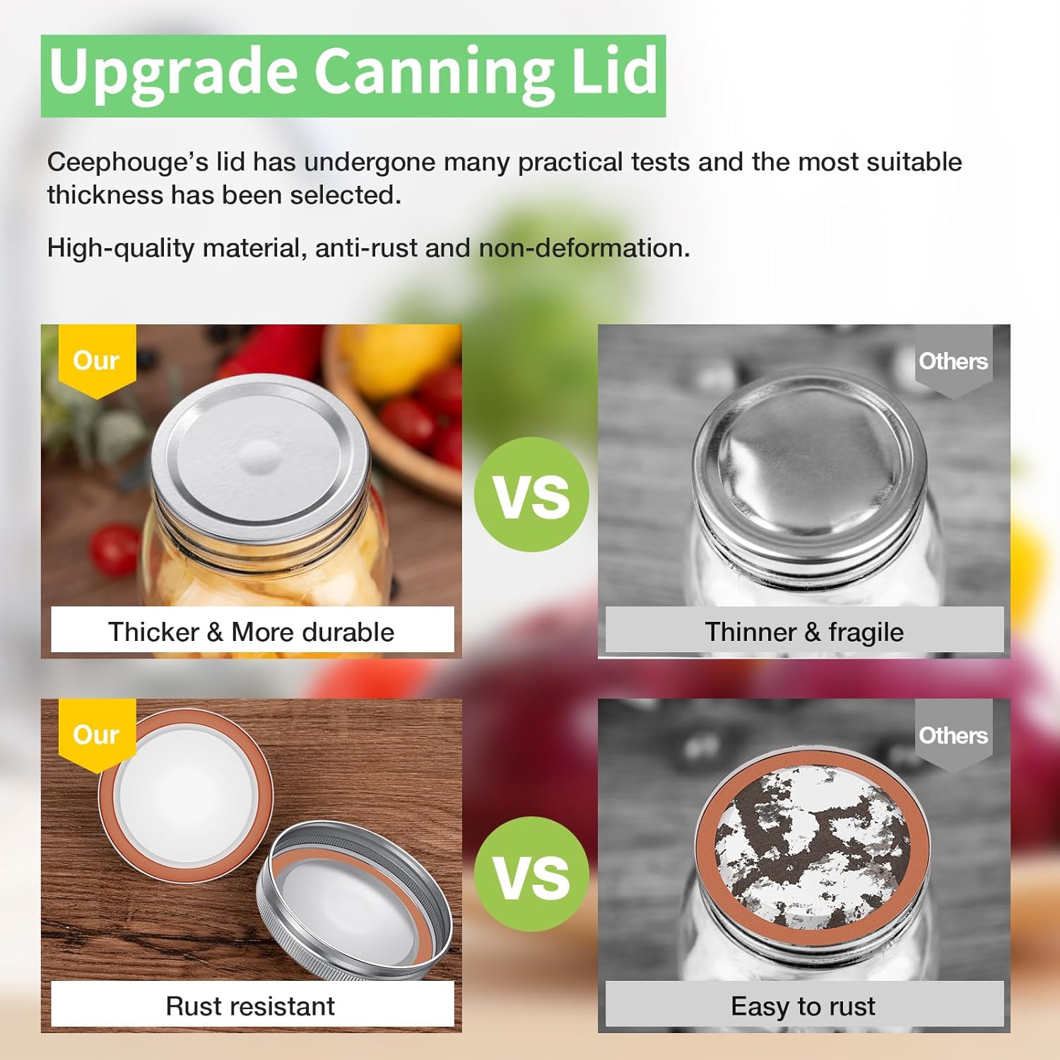 Ceephouge 48 Pcs Canning Lids and Rings Set