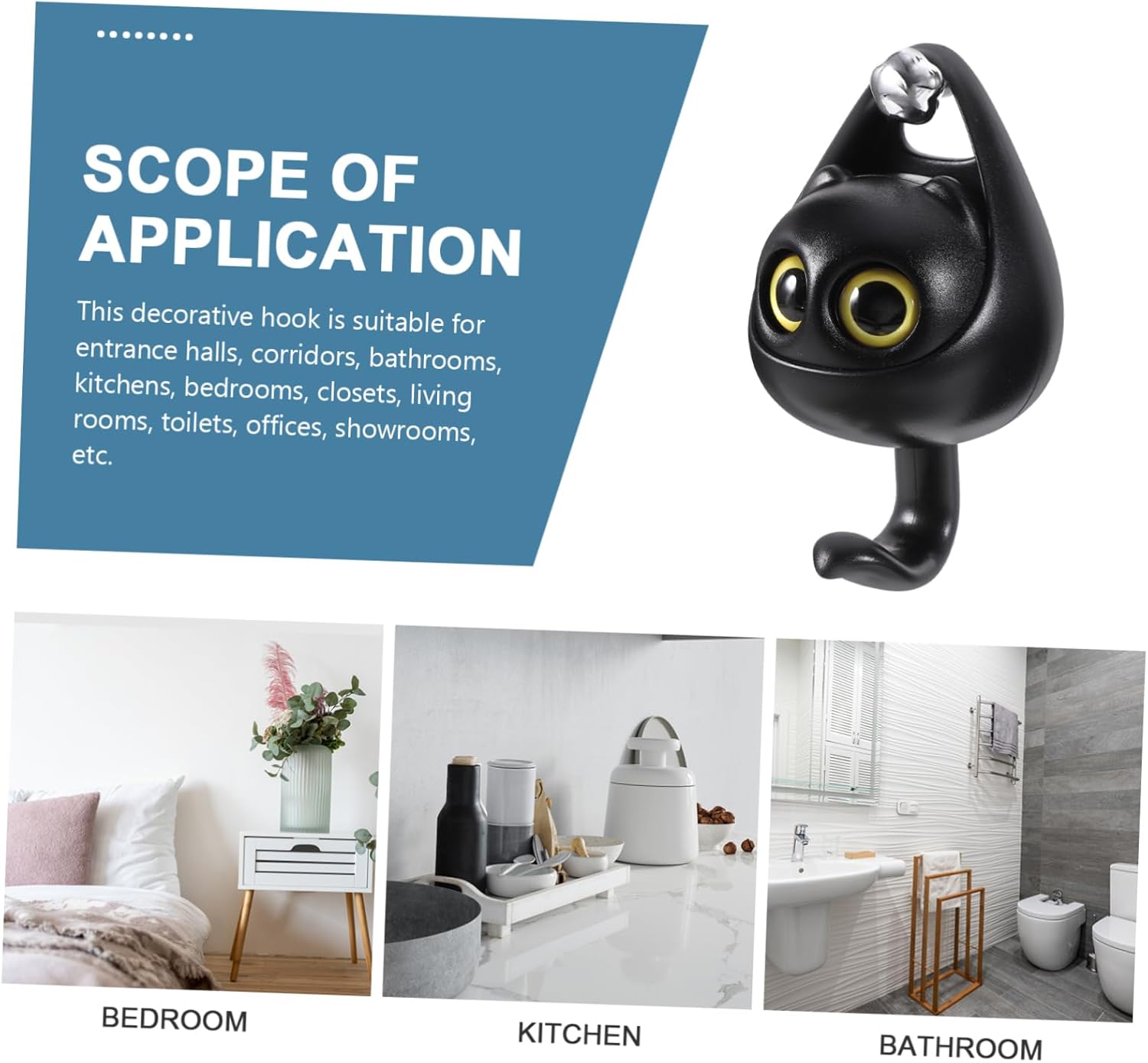 PRETYZOOM Cartoon Owl Wall Hook No Drill Key Coat Holder