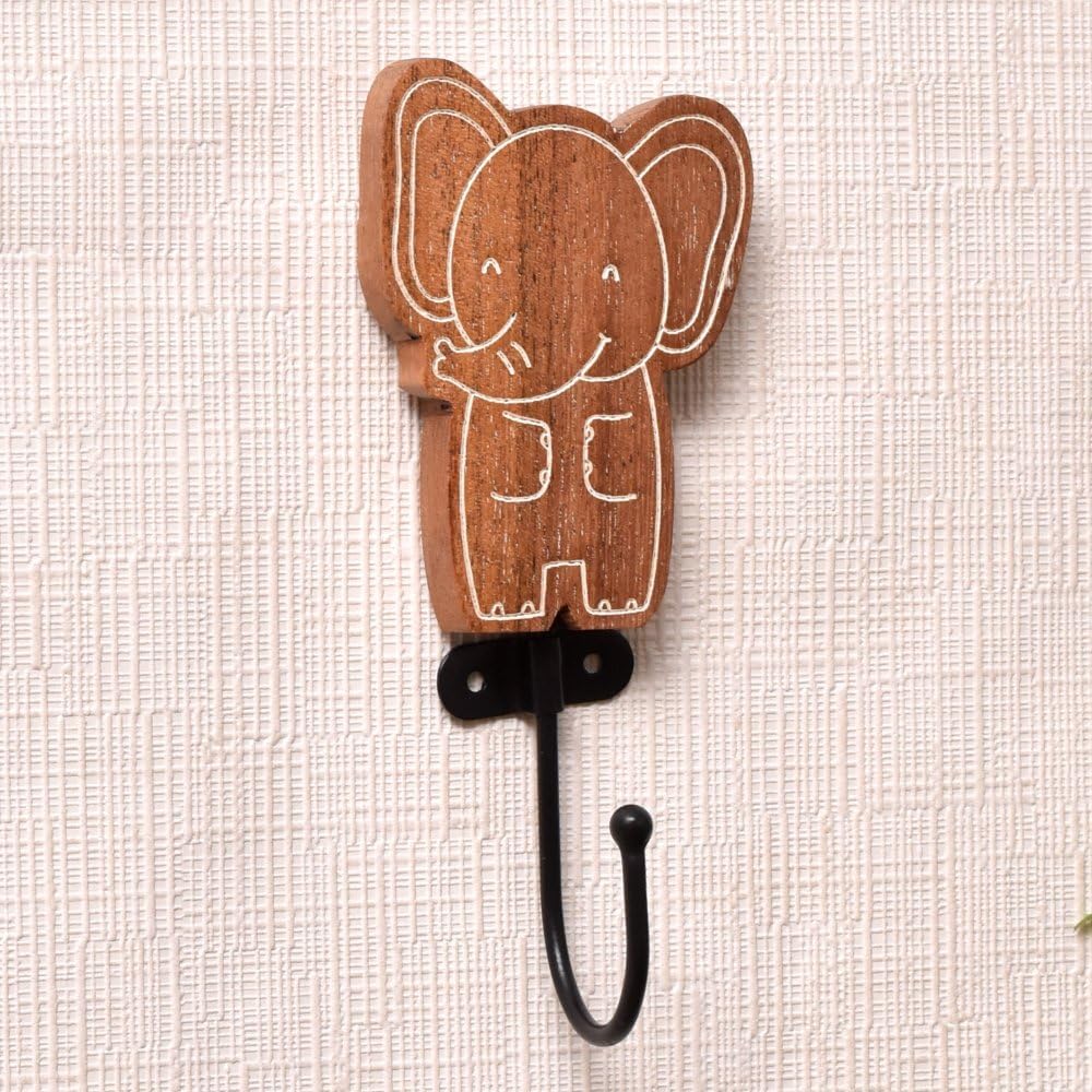 Indian Shelf 3 Piece Elephant Wall Hook Set 1