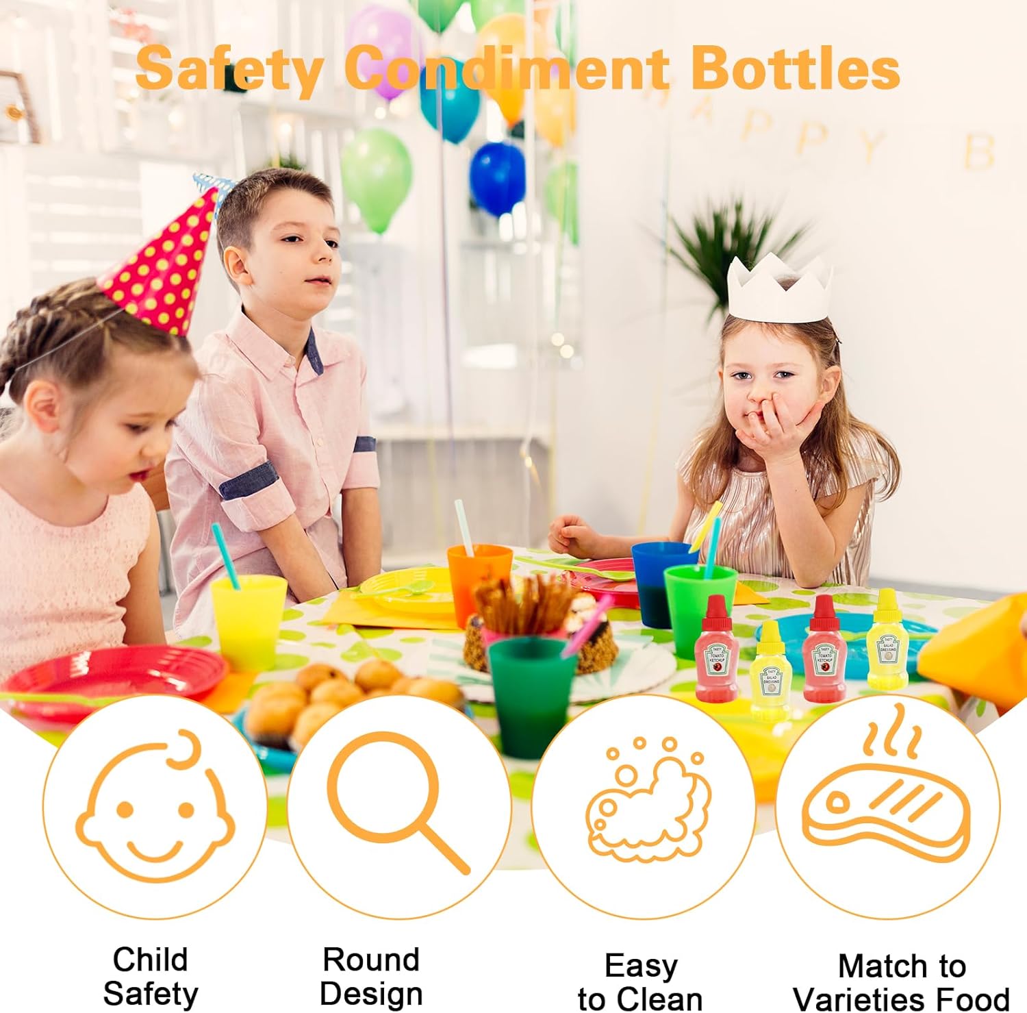 Andibro 4Pcs Mini Ketchup Bottles 23ml Refillable Condiment Containers