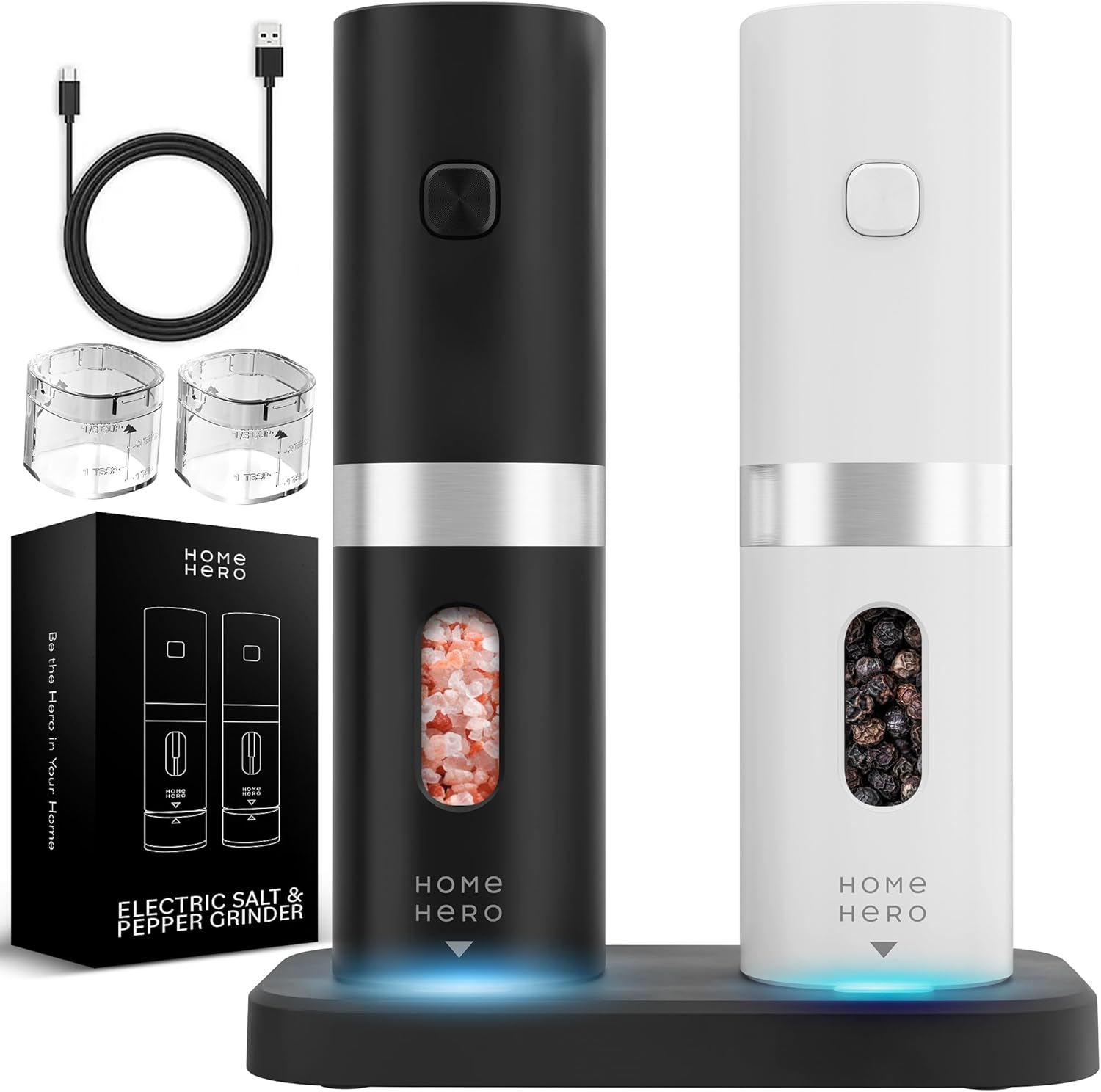 Home Hero Salt Pepper Grinder with 23 Pcs Granite Cookware Set