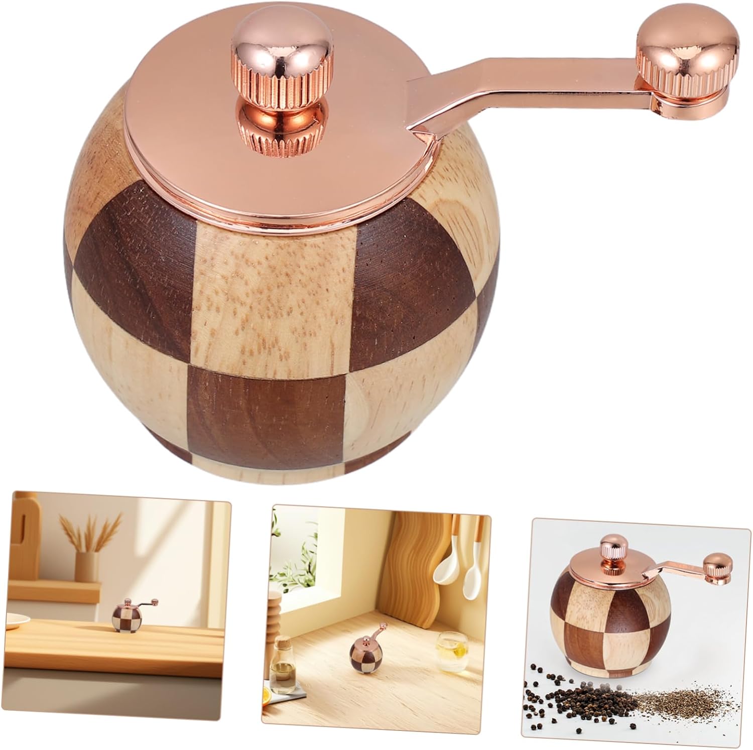 Unomor Hand Crank Wooden Salt and Pepper Grinder Set