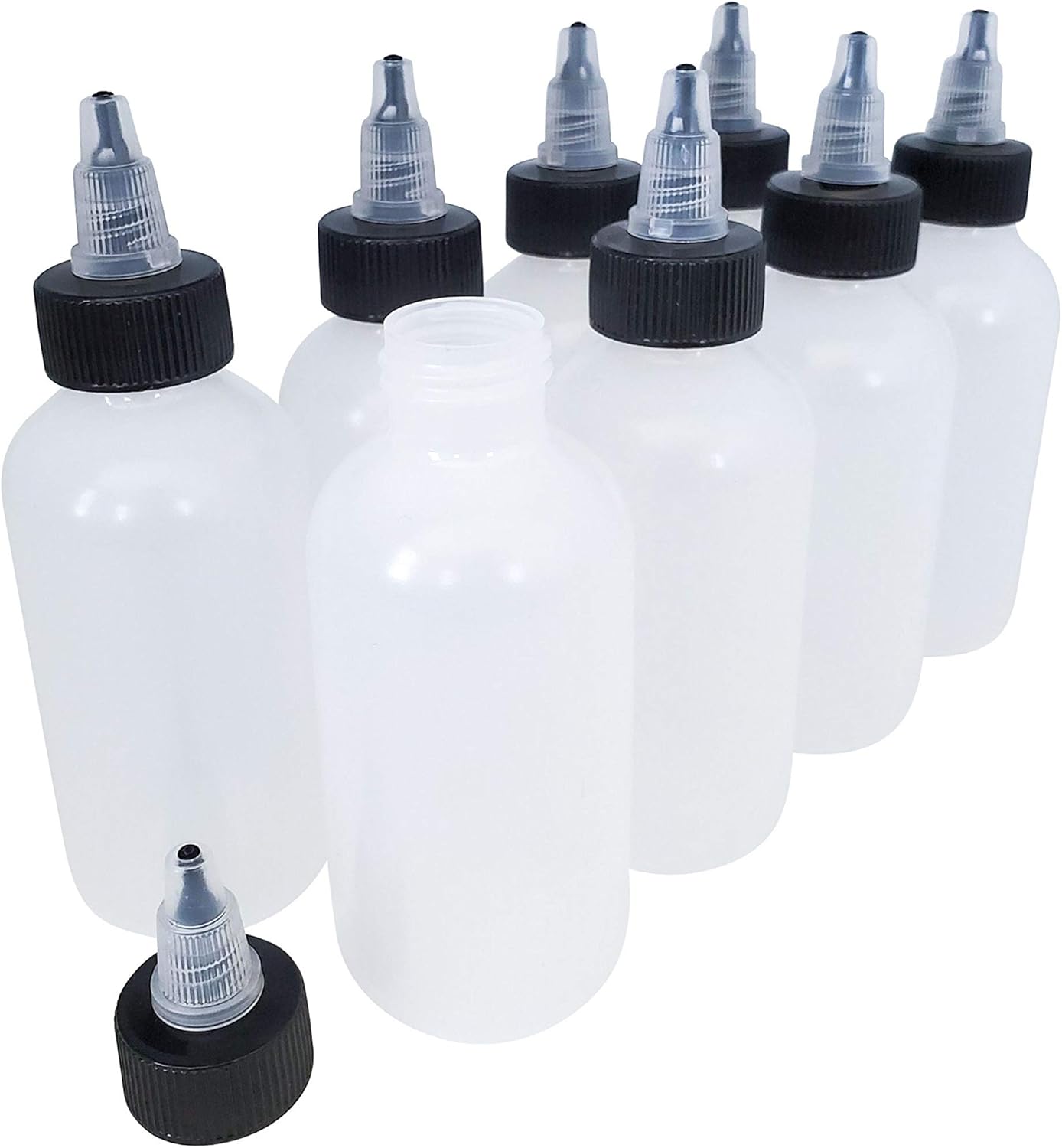Kelkaa 4oz Boston Round LDPE Squeeze Bottles Pack of 8