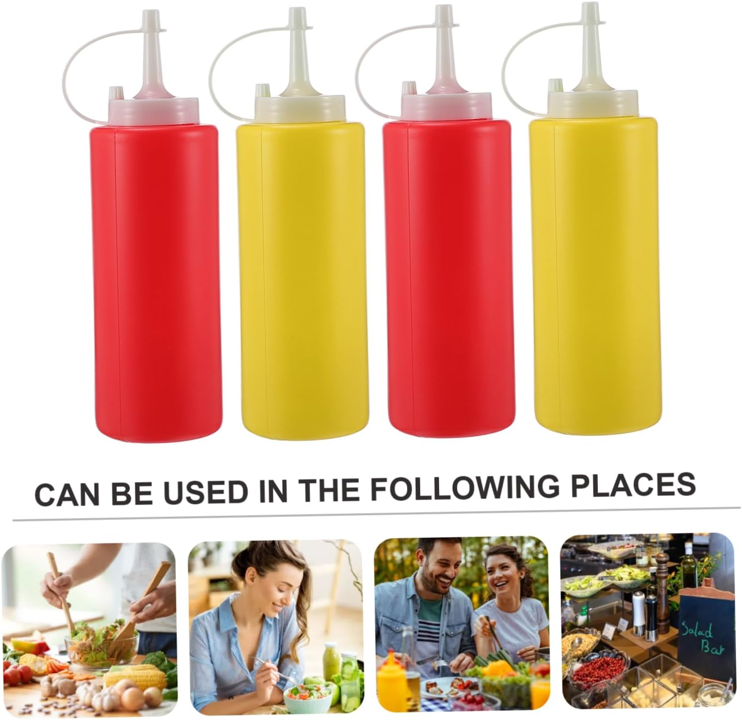 4 Pack Heavy Duty Condiment Squeeze Bottles Portable Spice Storage