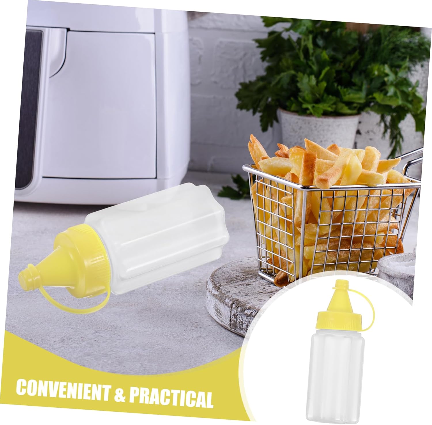 4 Pack Refillable Condiment Squeeze Bottles Yellow Kitchen Tools