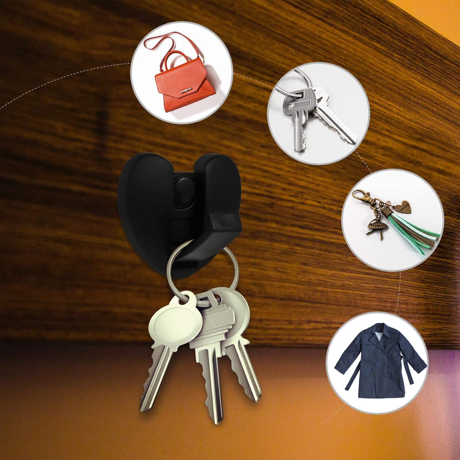 DOITOOL Heart Shape Decor Aluminum Foldable Wall Hooks