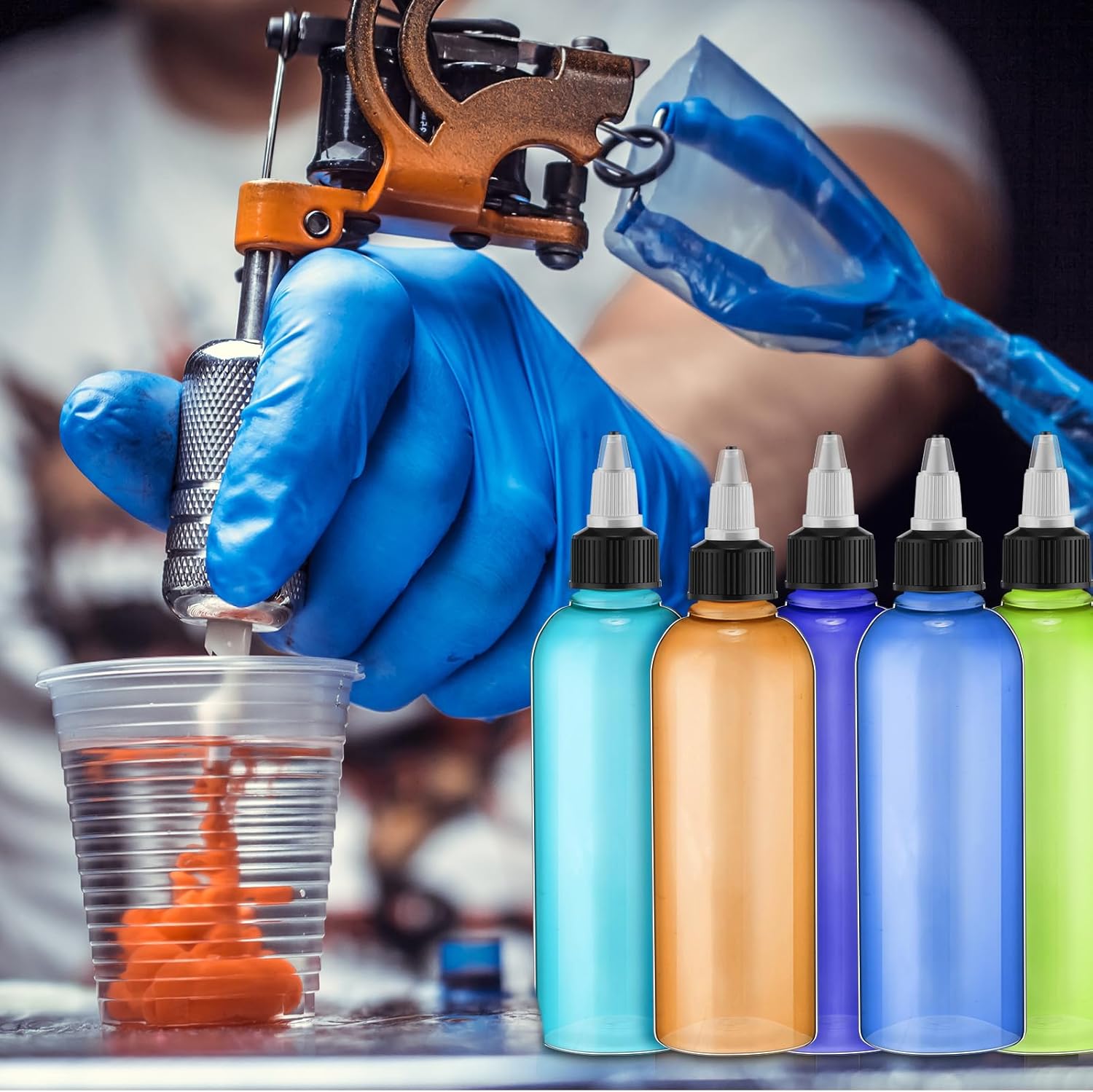 Tanlade 200 Pcs 2oz Plastic Squeeze Bottles with Twist Cap
