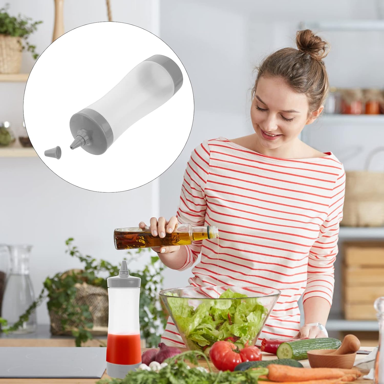 UPKOCH 3PCS Squeeze Condiment Bottles Grey 1