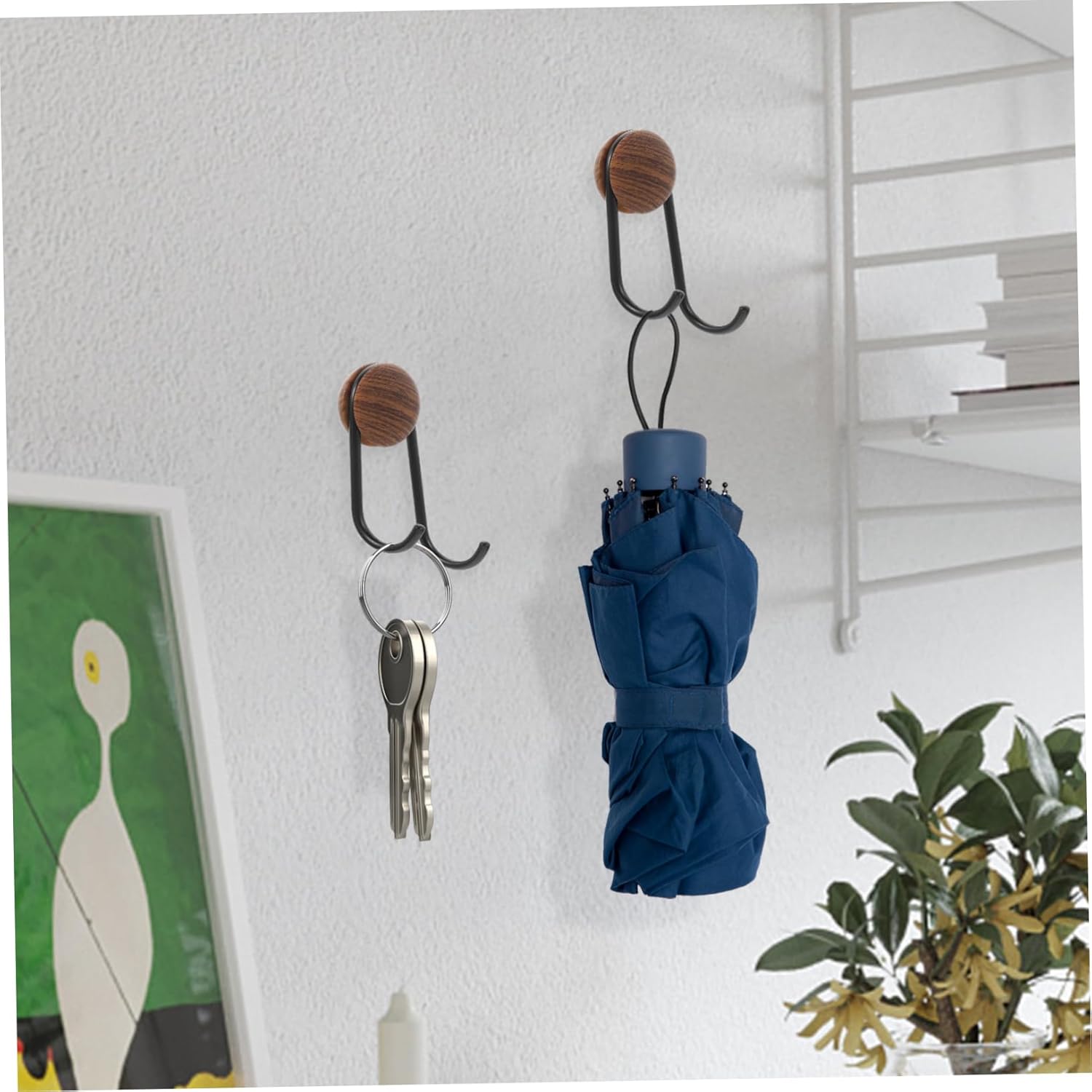 Happyyami Heavy Duty Self-Adhesive Coat Hook with Walnut Grain Design