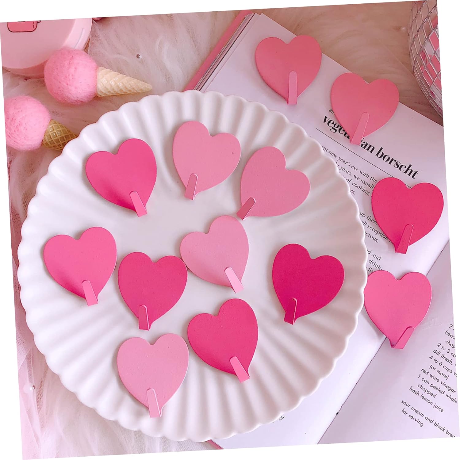 10pcs Heart Shaped Wall Hooks Non Punching Stainless Steel Easy Install