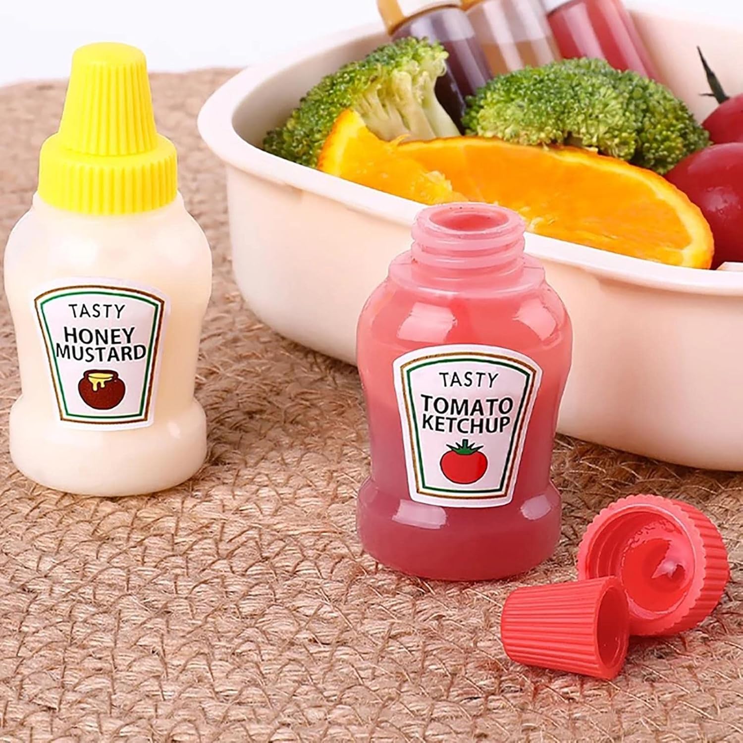 Mini Ketchup Bottles 2Pcs Clear Squeeze Condiment Dispensers