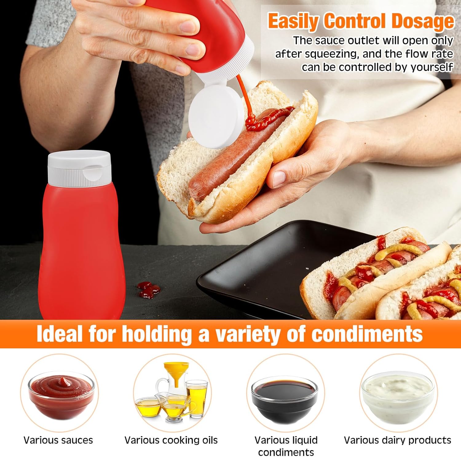 Potchen 12 Piece Condiment Squeeze Bottles Set