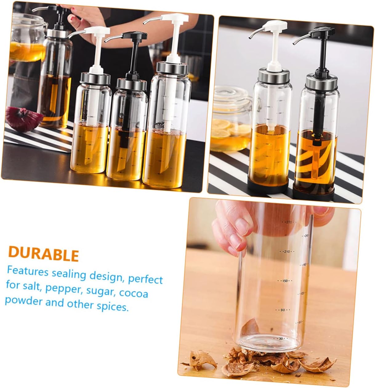 DECHOUS 500ml Glass Honey Pot Pump for BBQ and Indoor Events
