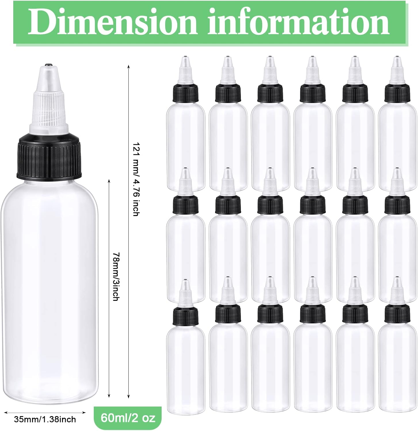 48 Pack Round Squeeze Bottles with Twist Caps