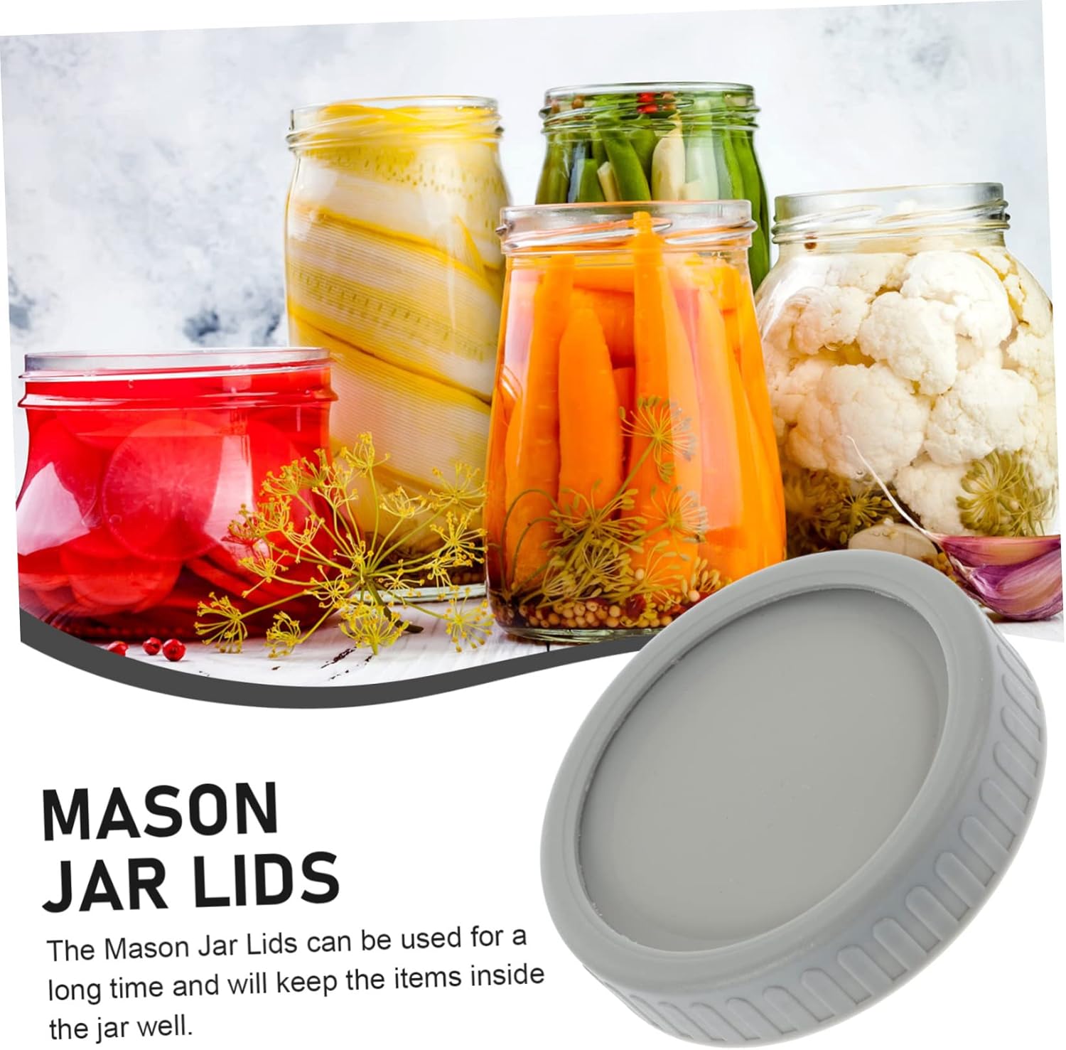 3 Sets Mason Jar Lids Kitchen Jar Protectors Grey
