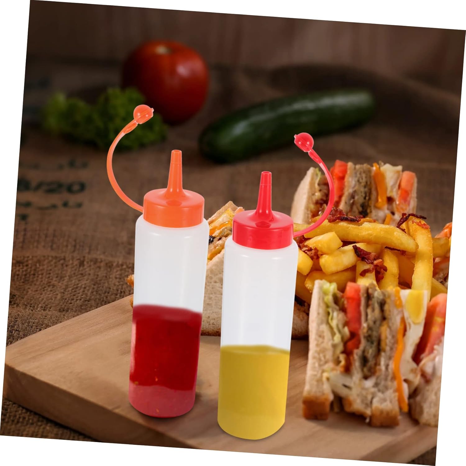 2PCS Salad Dressing Squeeze Bottles with Lids