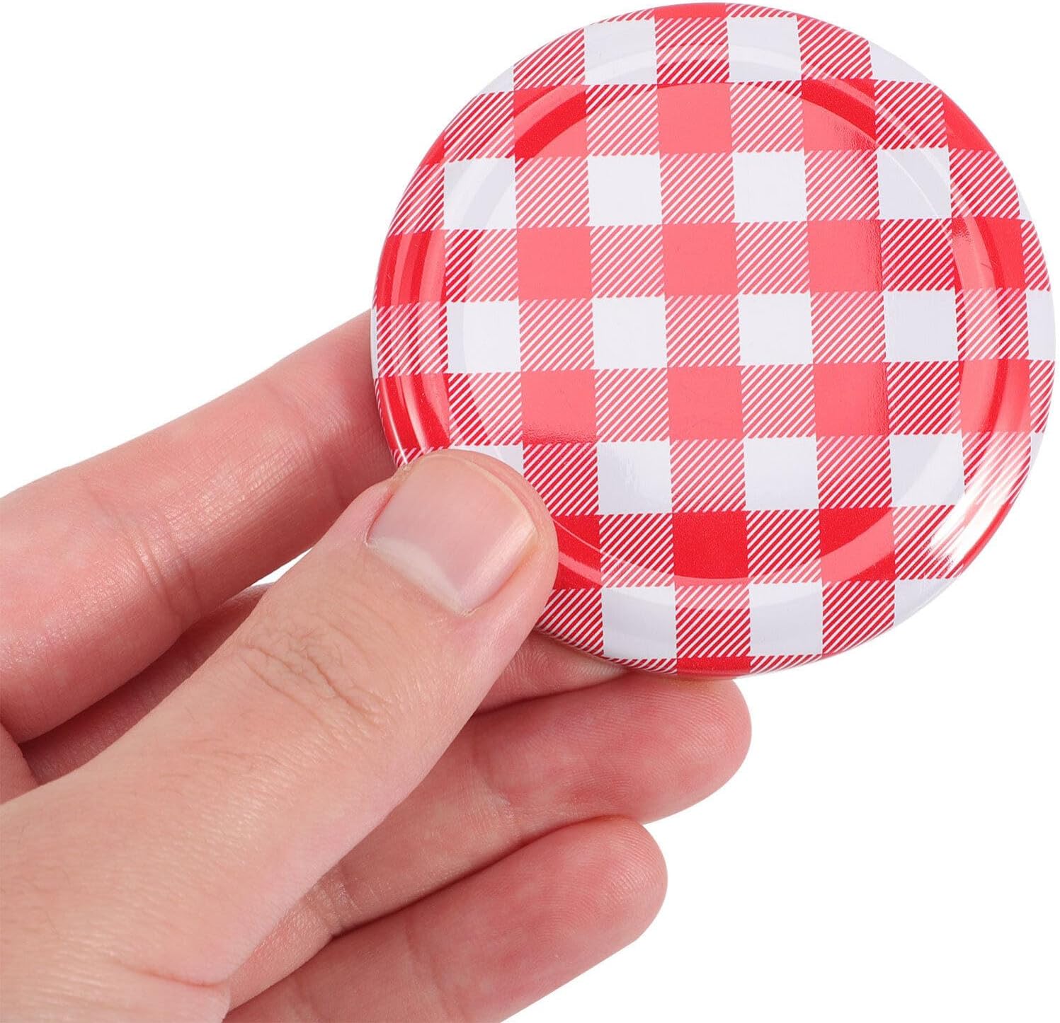 HOMSFOU 40pcs Mason Jar Lids with Checkered Design
