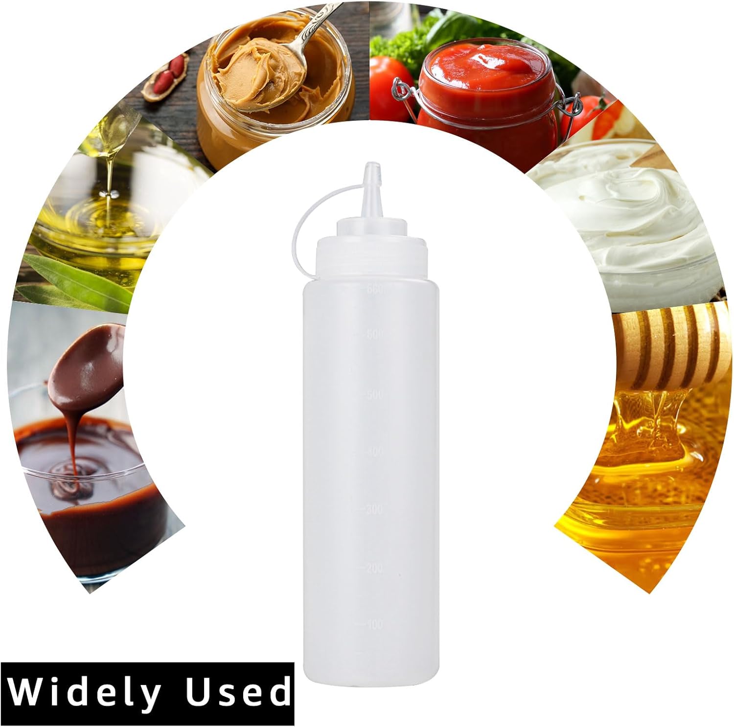 LANIAKEA 10PCS 24oz Condiment Squeeze Bottles with Twist Cap Lid Label