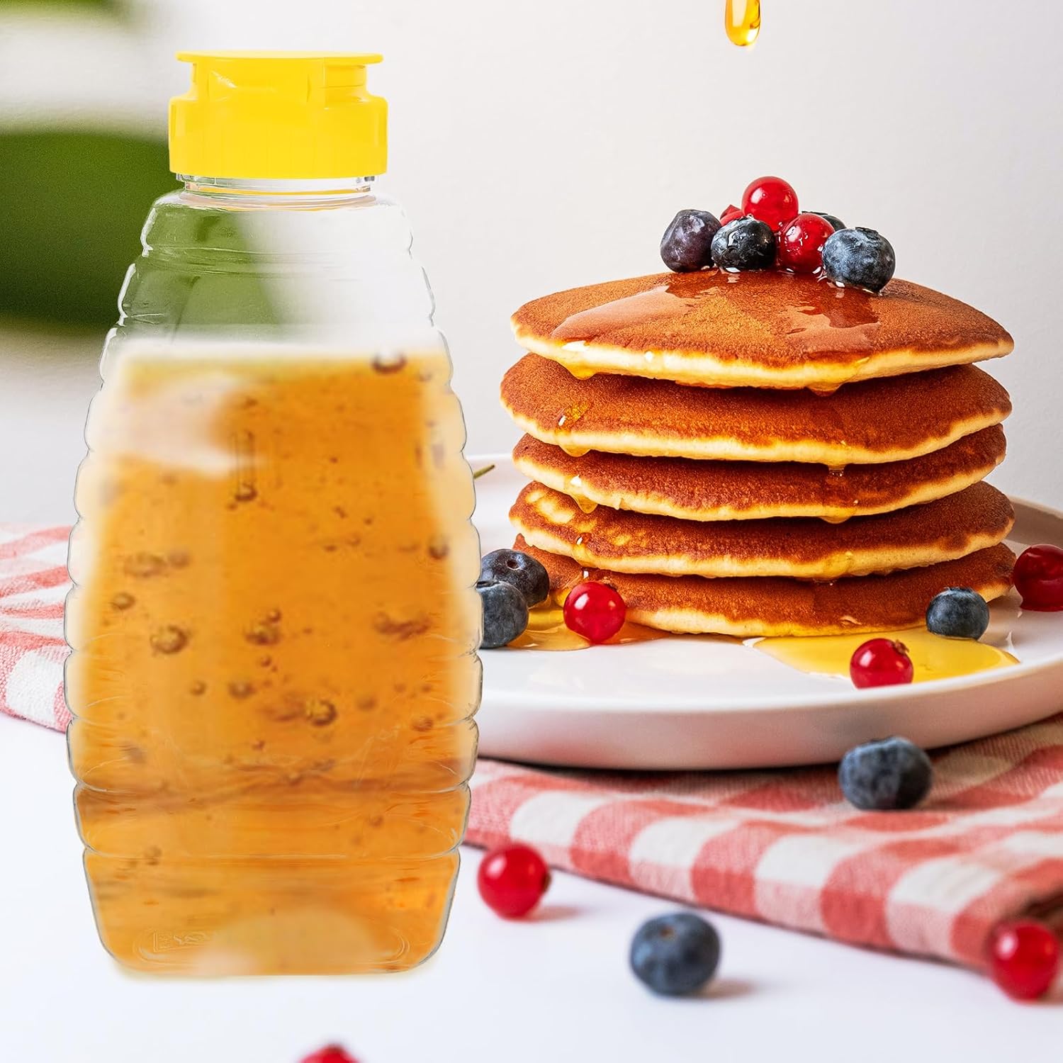 18Oz Squeeze Honey Jars with Flip Lids - 4 Pack