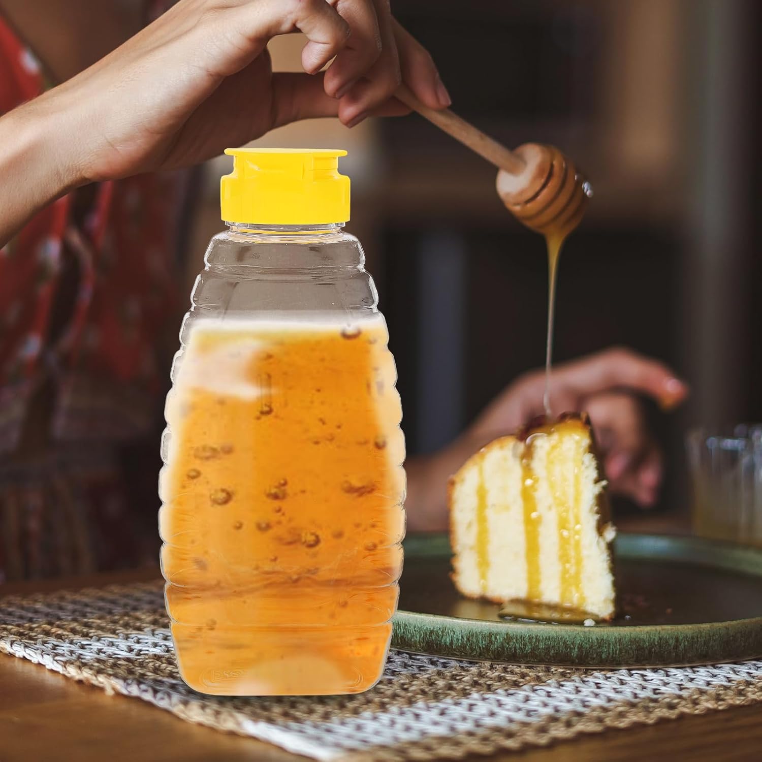 18Oz Squeeze Honey Jars with Flip Lids - 4 Pack