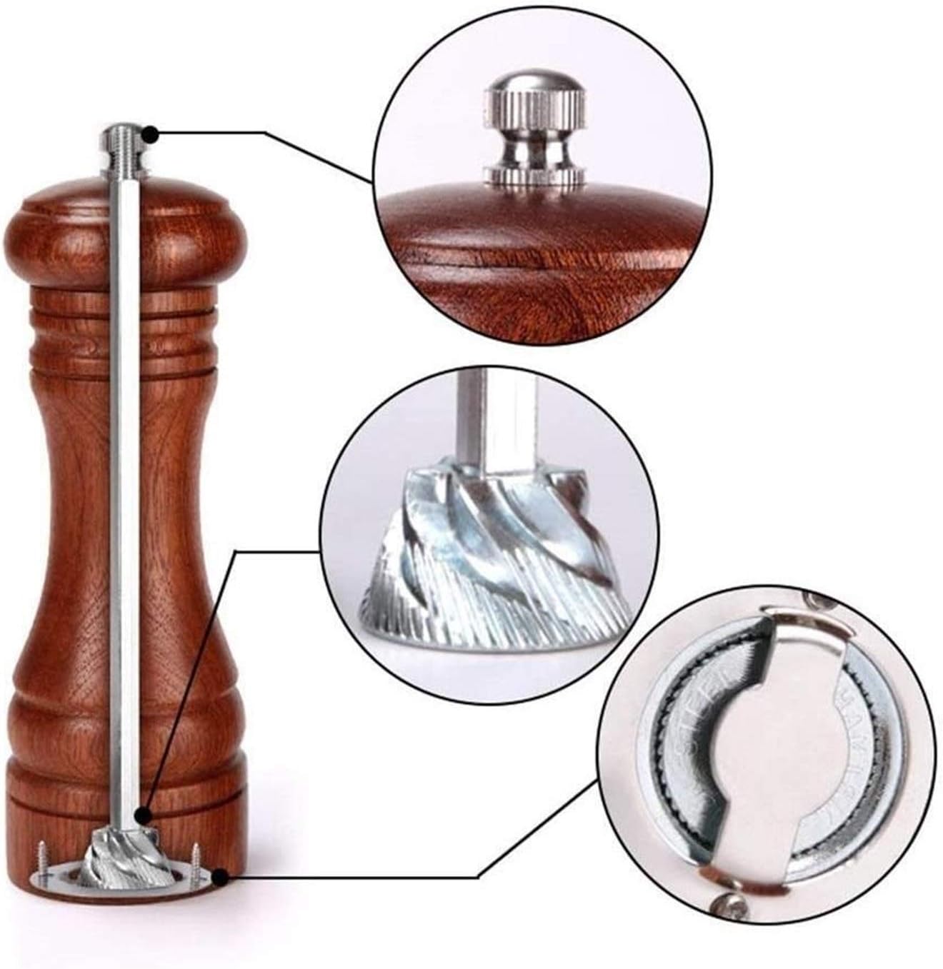 Solid Wood Pepper Mill with Adjustable Ceramic Grinding