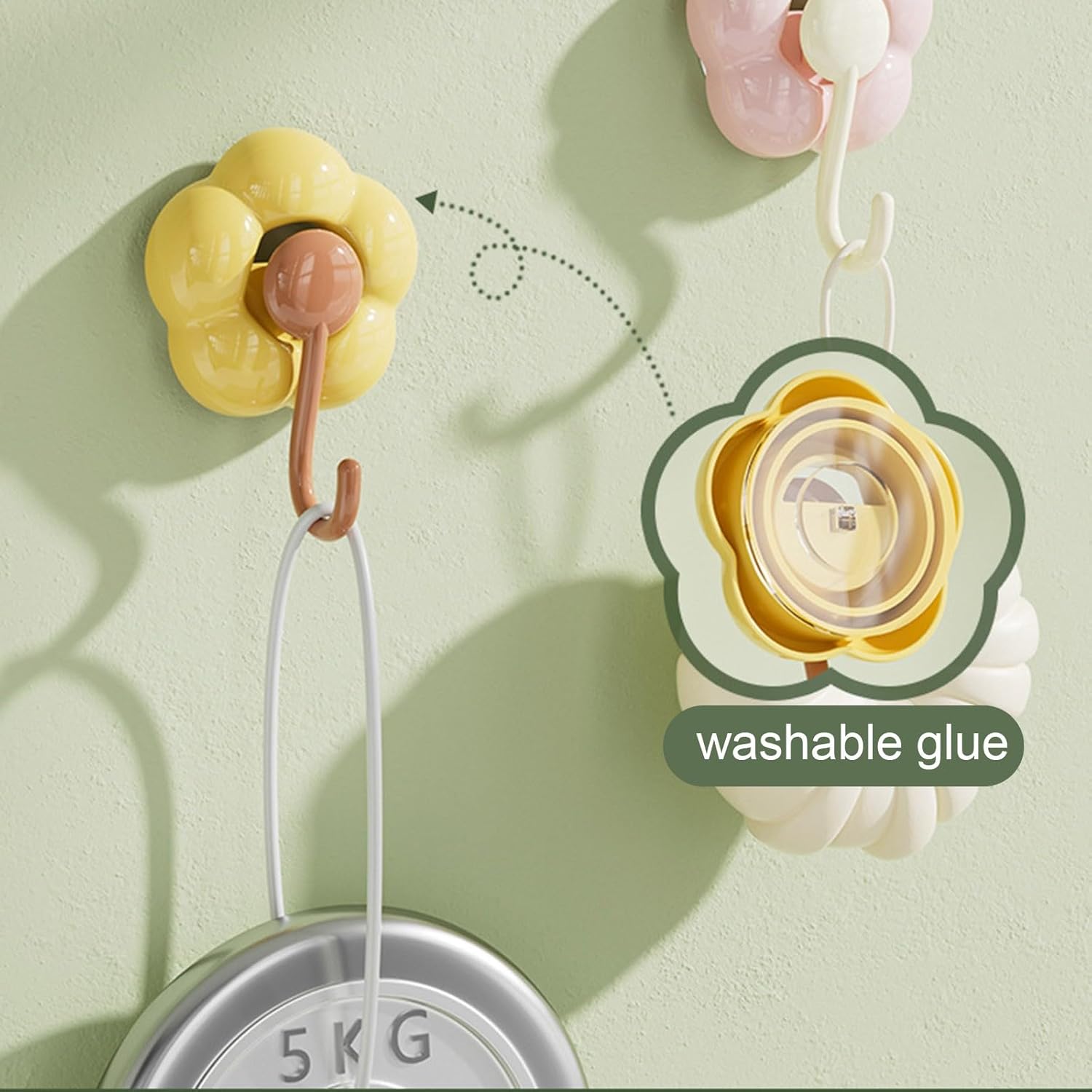 Niaviben Sunflower Suction Cup Hooks - Green One Size