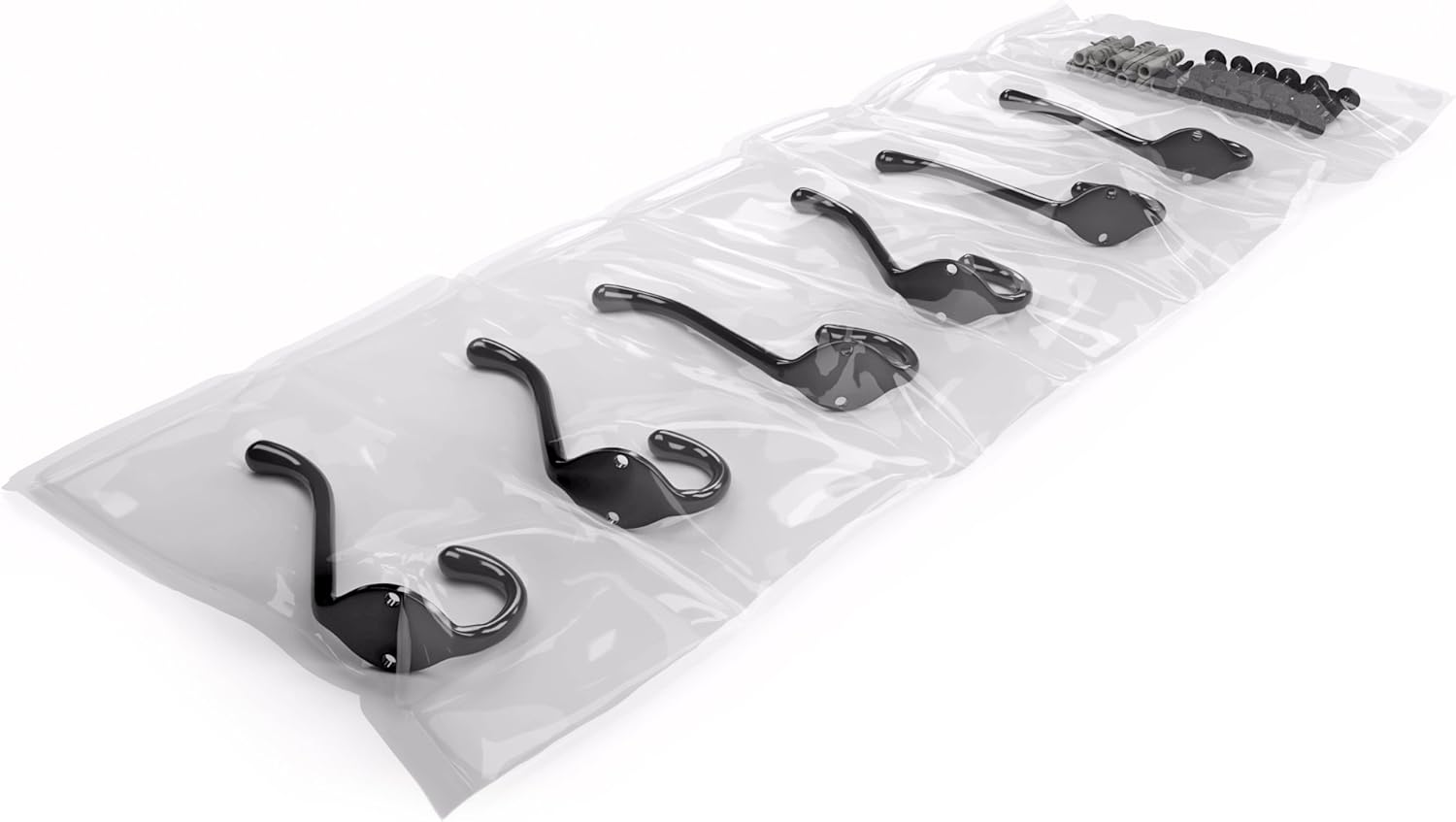 Brightmaison 6 Pack Heavy Duty Dual 35 Inch Coat Hooks Black