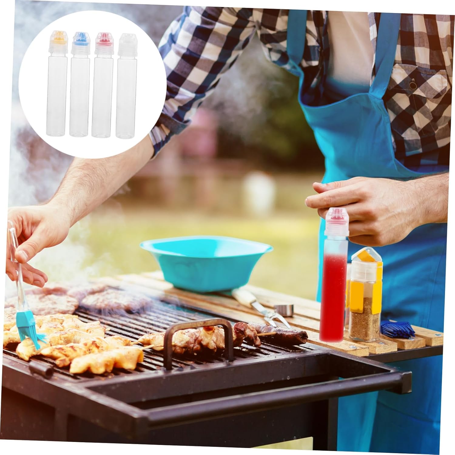 PartyKindom 4pcs2 Mini Squeeze Condiment Bottles