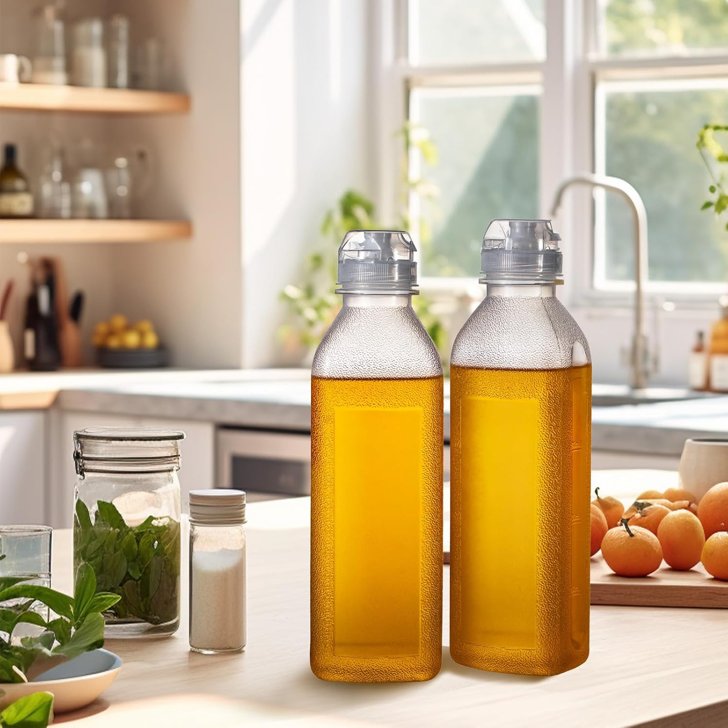 Uceoo 2 Pack Condiment Squeeze Bottles with Funnels and Labels